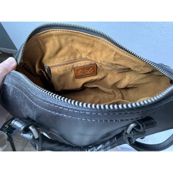 Patricia Nash Skye Satchel Leather Purse Crossbody Handbag Black Large - Picture 4 of 12